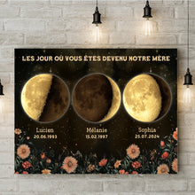 Charger l&#39;image dans la galerie, Phase de Lune Fleurs vintage Poster personnalisé, Fête des Mères Cadeaux pour maman, Le jour où vous êtes devenu notre Mère
