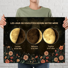 Charger l&#39;image dans la galerie, Phase de Lune Fleurs vintage Passe partout personnalisé, Fête des Mères pour maman, Le jour où vous êtes devenu notre Mère

