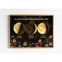Charger l&#39;image dans la galerie, Phase de Lune Fleurs vintage Passe partout personnalisé, Fête des Mères pour maman, Le jour où vous êtes devenu notre Mère
