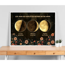 Charger l&#39;image dans la galerie, Phase de Lune Fleurs vintage Passe partout personnalisé, Fête des Mères pour maman, Le jour où vous êtes devenu notre Mère
