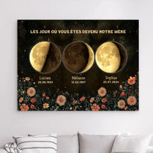 Charger l&#39;image dans la galerie, Phase de Lune Fleurs vintage Passe partout personnalisé, Fête des Mères pour maman, Le jour où vous êtes devenu notre Mère
