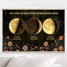 Charger l&#39;image dans la galerie, Phase de Lune Fleurs vintage Passe partout personnalisé, Fête des Mères pour maman, Le jour où vous êtes devenu notre Mère
