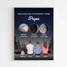 Charger l&#39;image dans la galerie, Phase de Lune Toile personnalisé, Fête des pères pour papa, TU ES DEVENU NOTRE Papa
