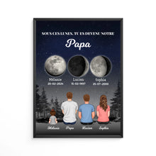 Charger l&#39;image dans la galerie, Phase de Lune Toile personnalisé, Fête des pères pour papa, TU ES DEVENU NOTRE Papa
