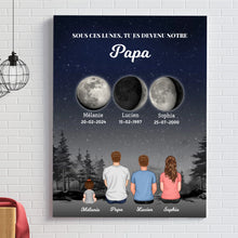 Charger l&#39;image dans la galerie, Phase de Lune Toile personnalisé, Fête des pères pour papa, TU ES DEVENU NOTRE Papa
