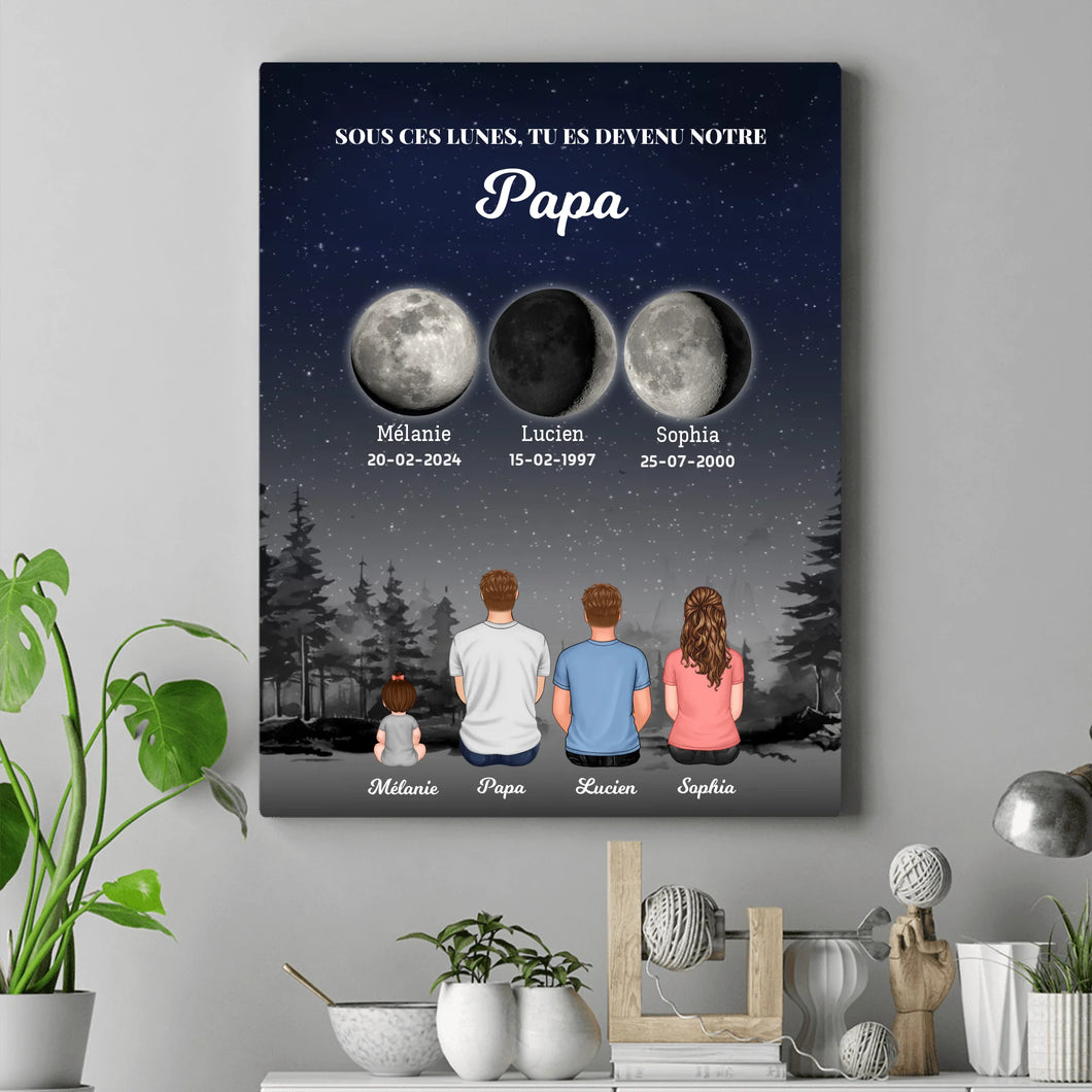 Phase de Lune Passe partout personnalisé, Fête des pères pour papa, TU ES DEVENU NOTRE Papa