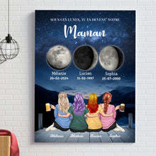 Charger l&#39;image dans la galerie, Mère et Filles Phase de Lune Toile personnalisé, Fête des Mères, TU ES DEVENU NOTRE Maman
