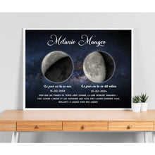 Charger l&#39;image dans la galerie, Phase de Lune Art Mémorial Sympathie Cadeau Personnalisé Poster, commémorer le décès d&#39;un père, mère, grand-père, grand-mère
