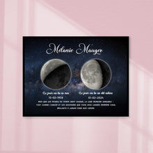 Charger l&#39;image dans la galerie, Phase de Lune Art Mémorial Sympathie Cadeau Personnalisé Poster, commémorer le décès d&#39;un père, mère, grand-père, grand-mère
