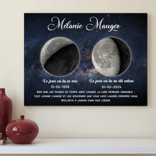 Charger l&#39;image dans la galerie, Phase de Lune Art Mémorial Sympathie Cadeau Personnalisé Poster, commémorer le décès d&#39;un père, mère, grand-père, grand-mère
