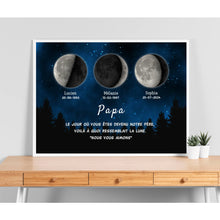 Charger l&#39;image dans la galerie, Phase de Lune Poster personnalisé, Fête des pères Cadeaux pour couple papa, Le jour où vous êtes devenu notre père
