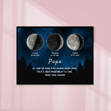 Charger l&#39;image dans la galerie, Phase de Lune Poster personnalisé, Fête des pères Cadeaux pour couple papa, Le jour où vous êtes devenu notre père
