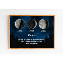 Charger l&#39;image dans la galerie, Phase de Lune Poster personnalisé, Fête des pères Cadeaux pour couple papa, Le jour où vous êtes devenu notre père
