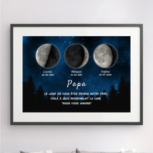 Charger l&#39;image dans la galerie, Phase de Lune Poster personnalisé, Fête des pères Cadeaux pour couple papa, Le jour où vous êtes devenu notre père
