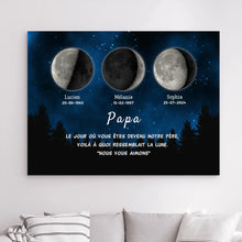 Charger l&#39;image dans la galerie, Phase de Lune Poster personnalisé, Fête des pères Cadeaux pour couple papa, Le jour où vous êtes devenu notre père
