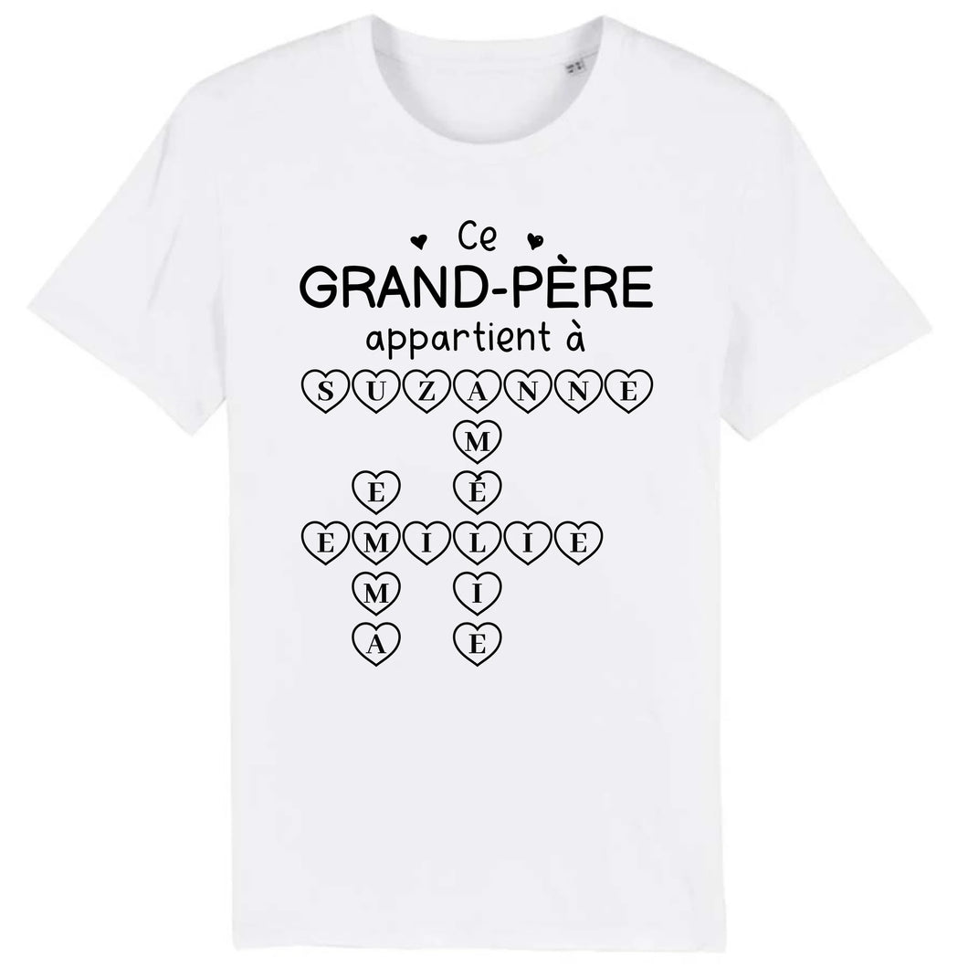Enfants Mots croisés, T-shirt personnalisé grand-père grand-mère, ce grand-père appartient à, fête des pères
