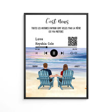 Charger l&#39;image dans la galerie, Toile personnalisée, Saint-Valentin Cadeau couple, Couple assis sur la plage
