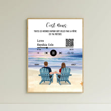 Charger l&#39;image dans la galerie, Toile personnalisée, Saint-Valentin Cadeau couple, Couple assis sur la plage
