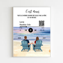 Charger l&#39;image dans la galerie, Toile personnalisée, Saint-Valentin Cadeau couple, Couple assis sur la plage
