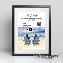 Charger l&#39;image dans la galerie, Toile personnalisée, Saint-Valentin Cadeau couple, Couple assis sur la plage
