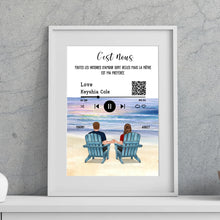 Charger l&#39;image dans la galerie, Toile personnalisée, Saint-Valentin Cadeau couple, Couple assis sur la plage
