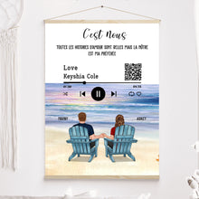 Charger l&#39;image dans la galerie, Toile personnalisée, Saint-Valentin Cadeau couple, Couple assis sur la plage
