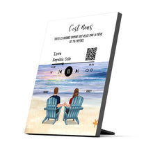 Charger l&#39;image dans la galerie, Toile personnalisée, Saint-Valentin Cadeau couple, Couple assis sur la plage
