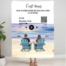 Charger l&#39;image dans la galerie, Toile personnalisée, Saint-Valentin Cadeau couple, Couple assis sur la plage

