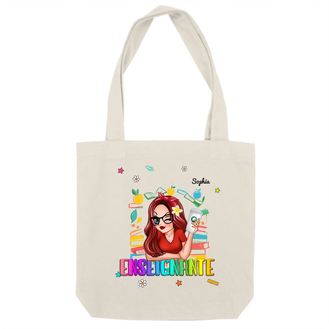Enseignante Sac fourre-tout personnalisée, Tote bag Cadeaux pour la fête des enseignants, L'été des enseignants