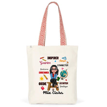 Charger l&#39;image dans la galerie, Enseignante Sac fourre-tout personnalisée, Tote bag Cadeaux pour la fête des enseignants, Enseigner Aimer Inspirer Connecter
