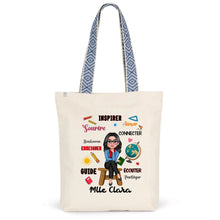 Charger l&#39;image dans la galerie, Enseignante Sac fourre-tout personnalisée, Tote bag Cadeaux pour la fête des enseignants, Enseigner Aimer Inspirer Connecter
