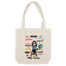 Charger l&#39;image dans la galerie, Enseignante Sac fourre-tout personnalisée, Tote bag Cadeaux pour la fête des enseignants, Enseigner Aimer Inspirer Connecter
