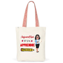Charger l&#39;image dans la galerie, Enseignante Sac fourre-tout personnalisée, Tote bag Cadeaux pour la fête des enseignants, Aujourd’hui, tu vas apprendre
