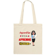 Charger l&#39;image dans la galerie, Enseignante Sac fourre-tout personnalisée, Tote bag Cadeaux pour la fête des enseignants, Aujourd’hui, tu vas apprendre
