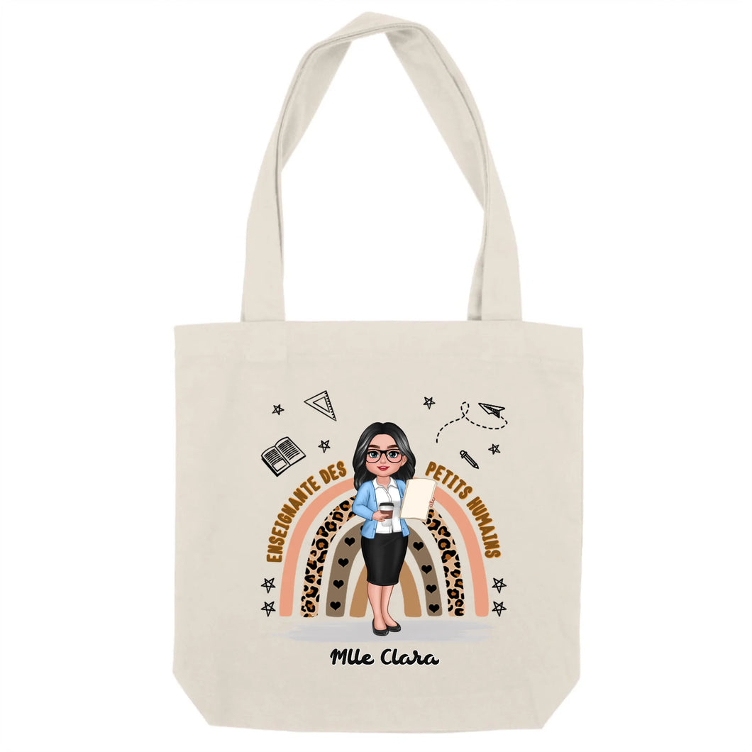 Enseignante Sac fourre-tout personnalisée, Tote bag Cadeaux pour la fête des enseignants, Enseignante de petits humains