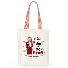 Charger l&#39;image dans la galerie, Enseignante Sac fourre-tout personnalisée, Tote bag Cadeaux pour la fête des enseignants, La vie de prof
