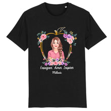 Charger l&#39;image dans la galerie, Professeure Sac fourre-tout personnalisée, Tote bag Cadeaux pour la fête des enseignants, Enseigner Aimer Inspirer Pomme florale
