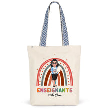 Charger l&#39;image dans la galerie, Enseignante Sac fourre-tout personnalisée, Tote bag Cadeaux pour la fête des enseignants, Enseignant, arc-en-ciel
