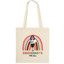Charger l&#39;image dans la galerie, Enseignante Sac fourre-tout personnalisée, Tote bag Cadeaux pour la fête des enseignants, Enseignant, arc-en-ciel
