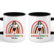Charger l&#39;image dans la galerie, Enseignante Sac fourre-tout personnalisée, Tote bag Cadeaux pour la fête des enseignants, Enseignant, arc-en-ciel

