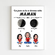 Charger l&#39;image dans la galerie, Phase de Lune Tasse de voyage personnalisée, Gobelet cadeau pour fête des mères, Le jour où tu es devenue ma maman
