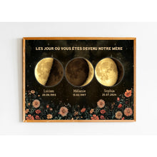 Charger l&#39;image dans la galerie, Phase de Lune Fleurs vintage Gobelet personnalisé, Tumbler Fête des Mères pour maman, Le jour où vous êtes devenu notre Mère
