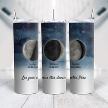 Charger l&#39;image dans la galerie, Phase de Lune Gobelet personnalisé, Tumbler Cadeaux pour papa, Fête des pères, Le jour où vous êtes devenu notre père
