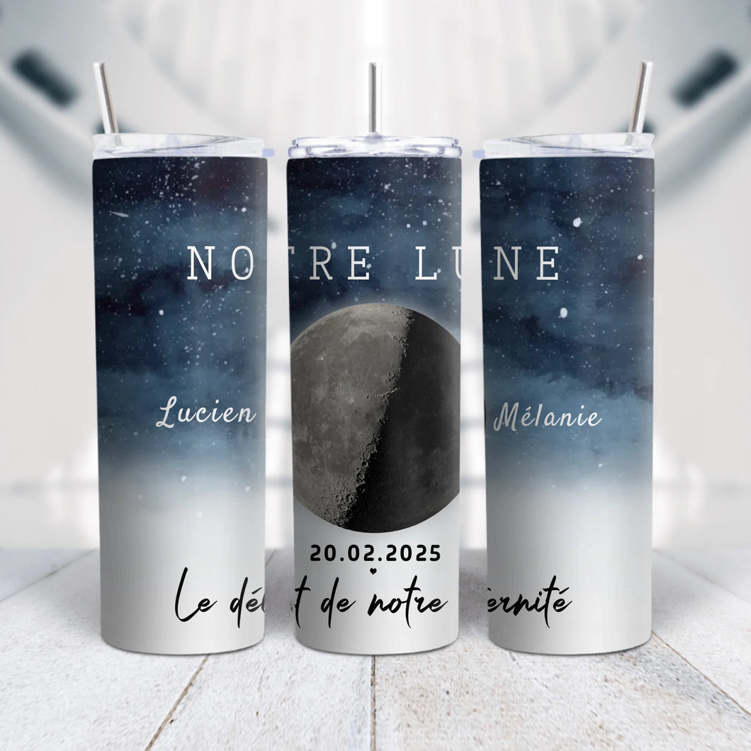 Phase de Lune Gobelet personnalisé noms, Saint-Valentin Cadeaux pour couple, Épouse et mari, Le début de notre éternité