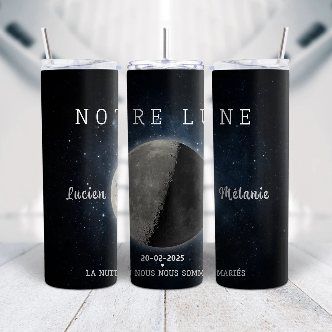 Phase de Lune Gobelet personnalisé, Tumbler Saint-Valentin Cadeaux pour couple, Épouse et mari, notre lune