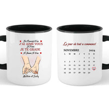 Charger l&#39;image dans la galerie, Date d&#39;anniversaire Tasse de voyage personnalisé, Saint-Valentin Cadeaux pour couple, Couple main dans la main
