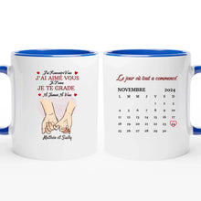 Charger l&#39;image dans la galerie, Date d&#39;anniversaire Tasse de voyage personnalisé, Saint-Valentin Cadeaux pour couple, Couple main dans la main
