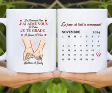 Charger l&#39;image dans la galerie, Date d&#39;anniversaire Tasse de voyage personnalisé, Saint-Valentin Cadeaux pour couple, Couple main dans la main
