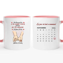 Charger l&#39;image dans la galerie, Date d&#39;anniversaire Tasse de voyage personnalisé, Saint-Valentin Cadeaux pour couple, Couple main dans la main
