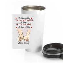 Charger l&#39;image dans la galerie, Date d&#39;anniversaire Tasse de voyage personnalisé, Saint-Valentin Cadeaux pour couple, Couple main dans la main
